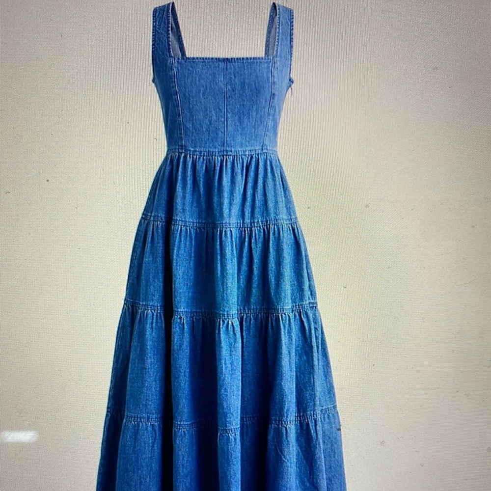 Tiered denim j crew dress excellent condition size 4